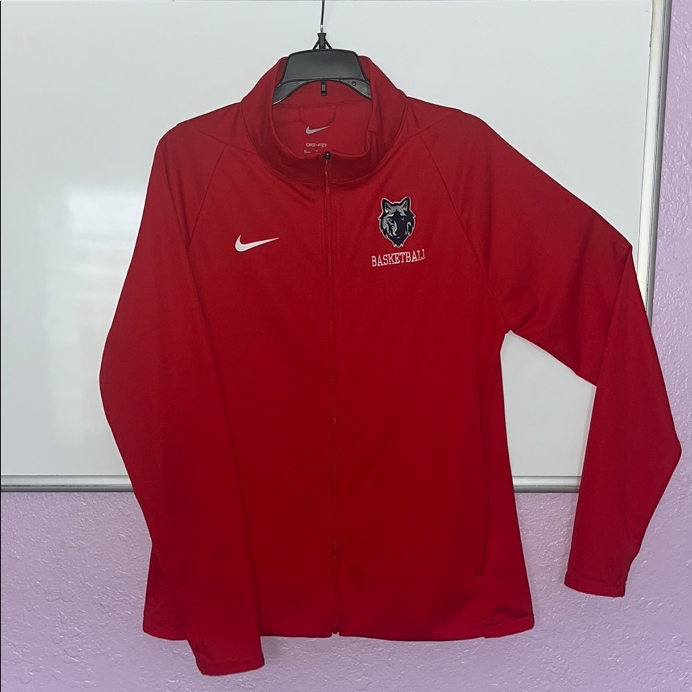 Nike Red Varsity Jacket with Swoosh Logo
